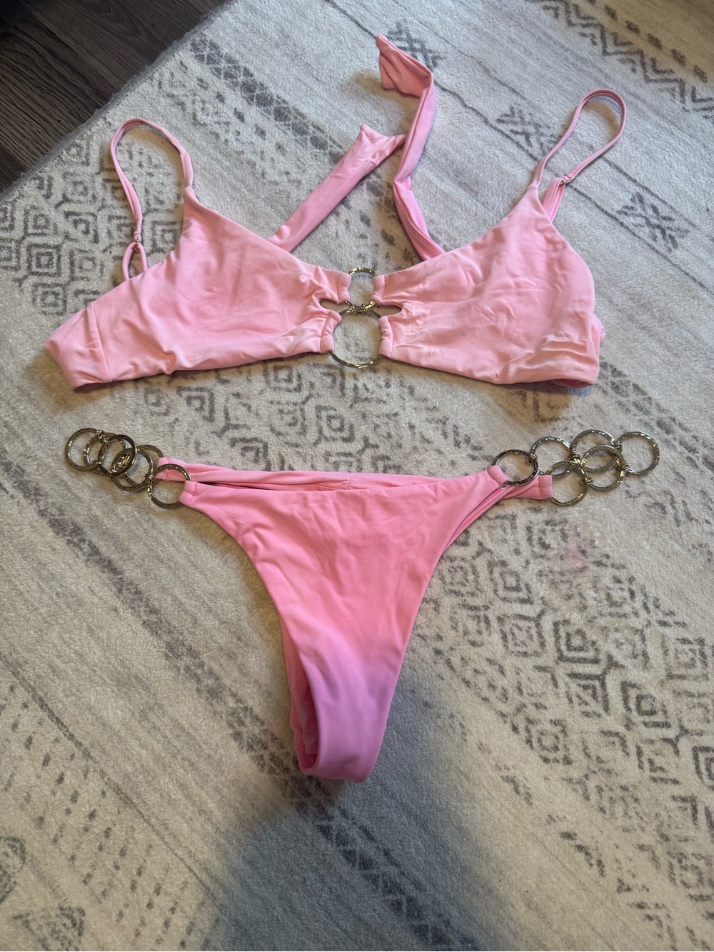 Beach Bunny Pink Bikini Top with Ring Detail